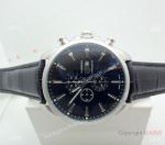 Copy Tag Heuer Carrera Chronograph Watch SS Black Leather Strap